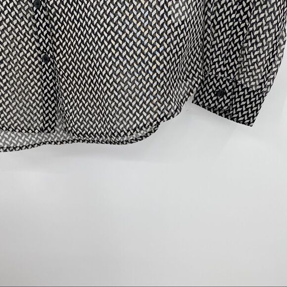 🐇 Pleione Women's 70s Inspired Striped Sheer Chiffon Button Down Shirt - Picture 4 of 9